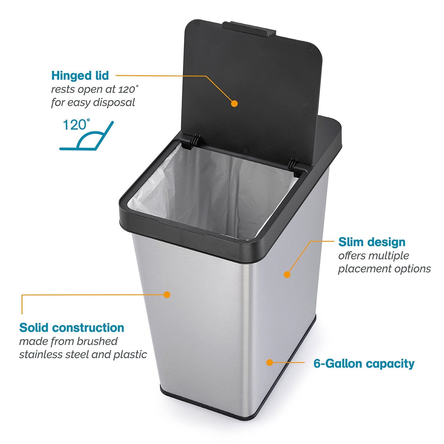 6-Gallon Waste Bin with Removable Lid
