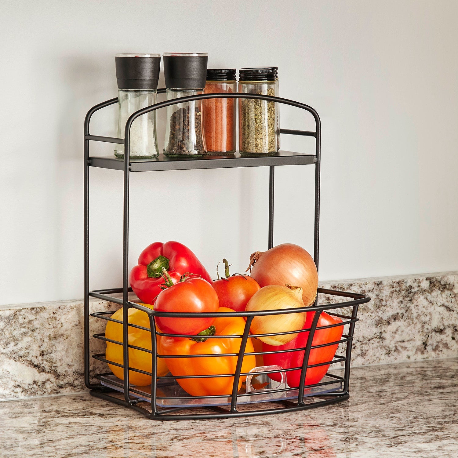 Countertop Storage Bin with Shelf