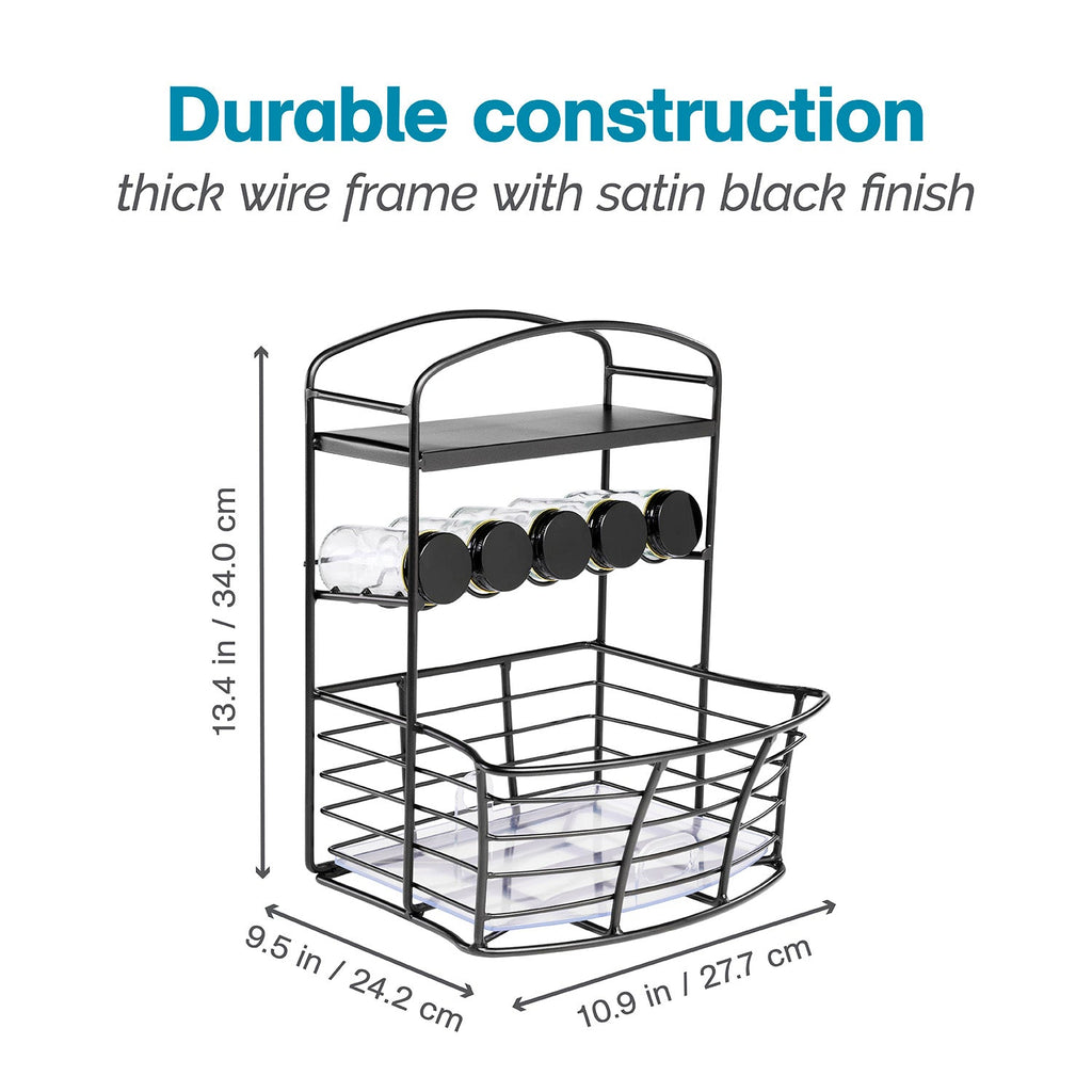 Countertop Storage Bin with Shelf & Jars