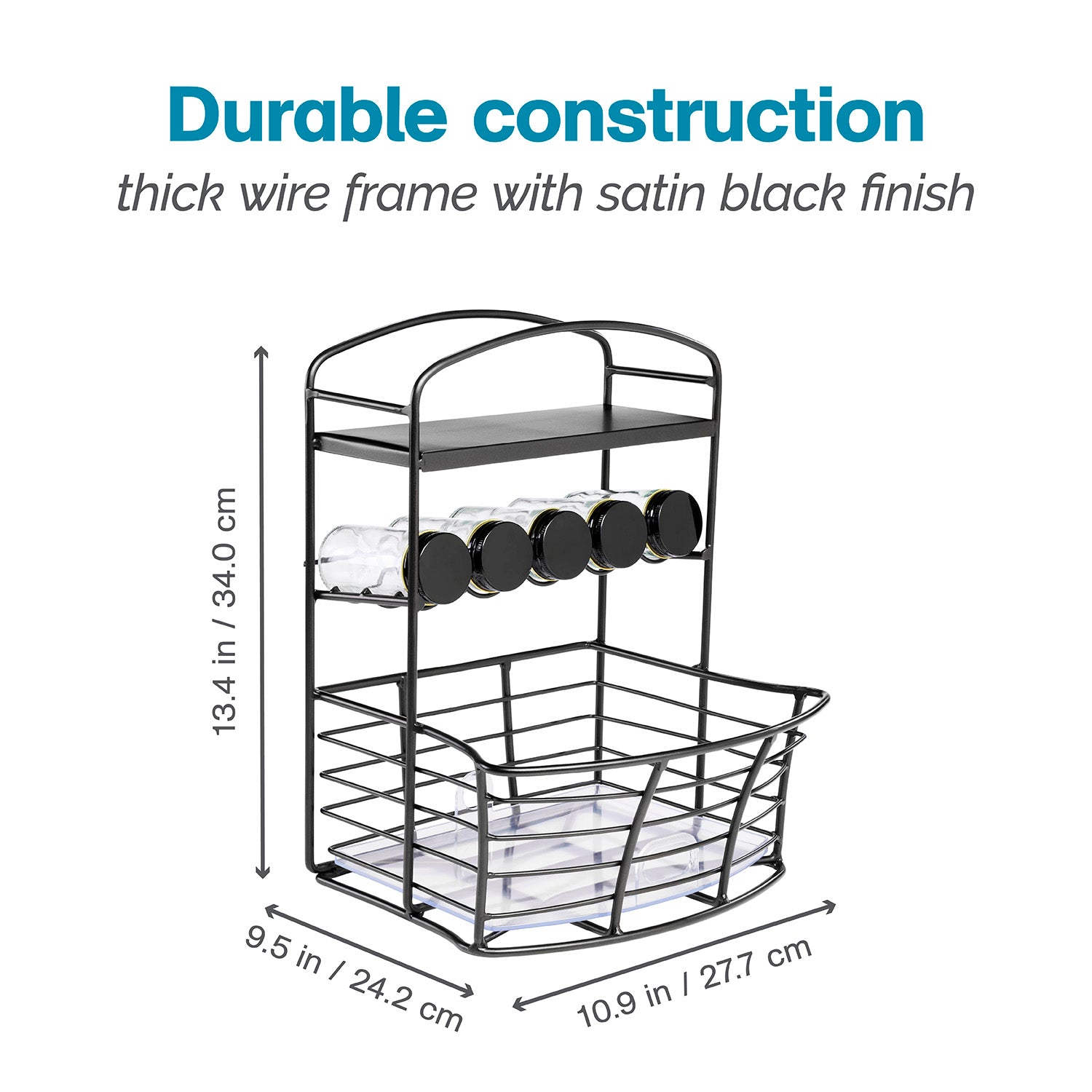 Countertop Storage Bin with Shelf & Jars
