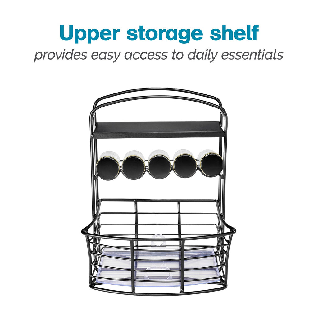 Countertop Storage Bin with Shelf & Jars