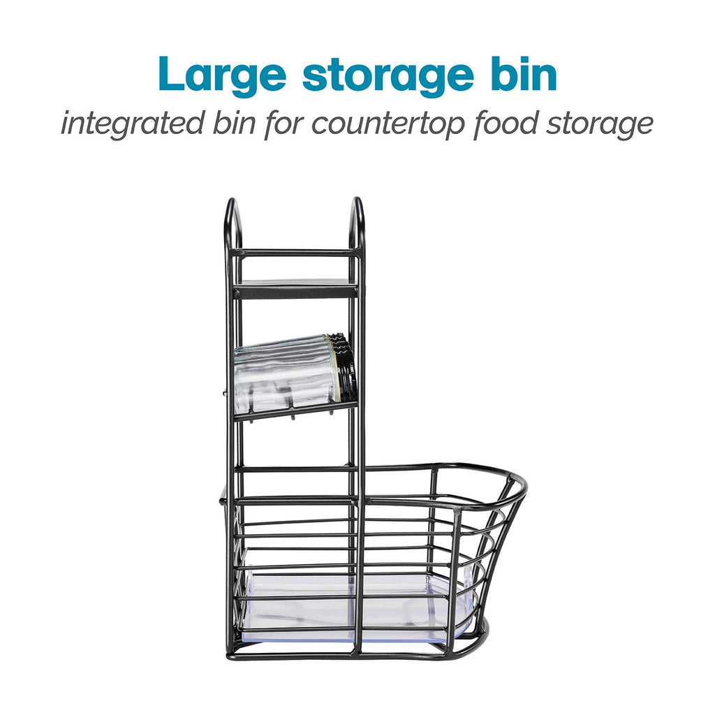 Countertop Storage Bin with Shelf & Jars