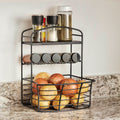 Countertop Storage Bin with Shelf & Jars